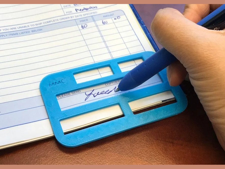 Signature Guide, a free 3D printed assistive device