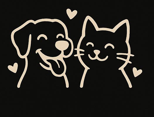 Friendly dog and cat illustration representing Pupz N Palz Rescue
