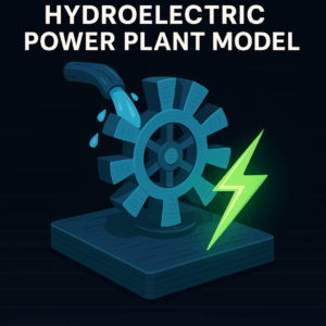 3D printed hydroelectric Pelton turbine model with water flow and lightning bolt by WestSide3D for TID