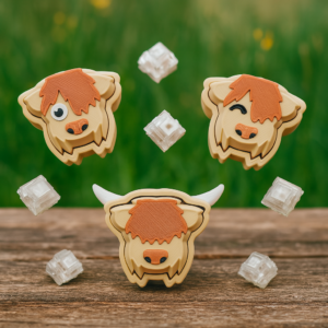 Highland Cow Fidget Clicker Keychain